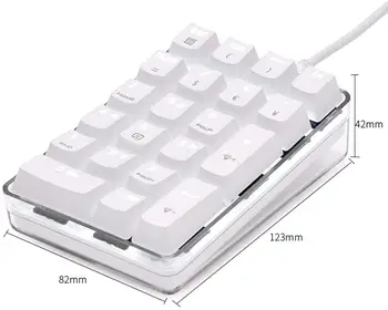 Skaitmeninės Klaviatūros Skaičių Pad Mechaninė USB Laidinio Skaitinė Klaviatūra su Baltu Apšvietimu 21-Raktas Numpad Nešiojamas Darbalaukio Skaičių Pad