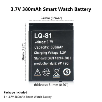 Skatinti Smart Watch Baterija LQ-S1, 3,7 V ĮKRAUNAMA LIČIO BATERIJA SKIRTA SMART ŽIŪRĖTI DZ09 QW09