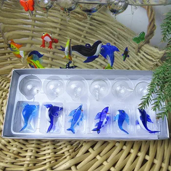 Slankiojo stiklo žuvų - Rankų darbo spalvinga banginis slankiojo stiklo akvariumas pakabukai, Papuošalai Mielas miniatiūriniai stiklo Figūrėlės Pakabukas