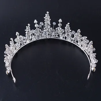 SLBRIDAL Rankų darbo Laidinio Cirkonio Kristalai Nuotakos Vestuvių Tiara Lankelis Palace Royal Queen Princess Crown Plaukų Aksesuarai