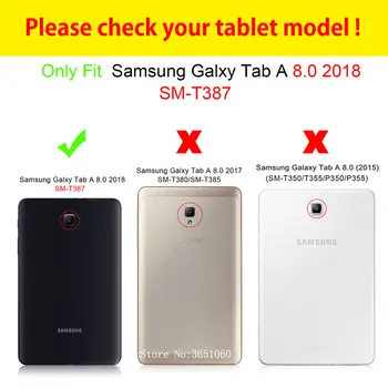 SM-T387V Case For Samsung Galaxy Tab 8.0 2018 T387 SM-T387W Padengti Funda Tablet Animacinių filmų Spausdinti Silikono PU Odos Apvalkalas Coque