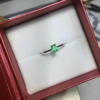Smaragdas žiedas paprastas dizainas kietas 925 sidabro smaragdas žiedas 4mm*5mm gamtos smaragdas papuošalai romantiška valentino dienos dovanų