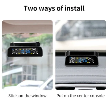 Smart automobilių TPMS padangų slėgio stebėjimo sistema, saulės skaitmeninis laikrodis, LCD ekranas, automobilių padangų slėgio temperatūros saugos signalizacijos sistema