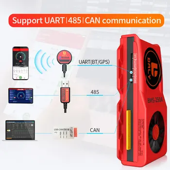 Smart bms plokštės lifepo4 baterija 8s lifepo4 24V 150A 200A 250A Bluetooth 485, kad USB prietaisas GALI NTC UART 400ah baterija bms