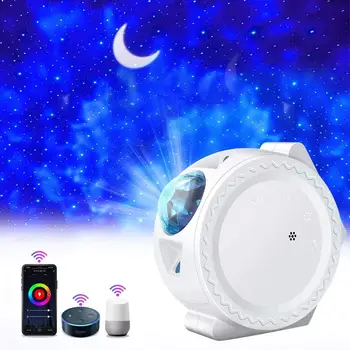 Smart gyvenimo wifi APP žvaigždėtas dangaus projektorius galaxy projektorius, žvaigždės, mėnulis vandenyno balso muzikos valdymo LED nakties šviesos lempos vaikas dovana