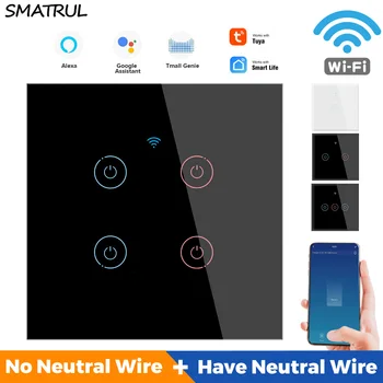 SMATRUL Smart Wifi Sienos Touch Šviesos Jungiklis (ES) Nr. Neutralus Laidas Reikalingas 1/2/3/4 Gauja 220V, Skirta 