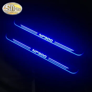 SNCN 4PCS Akrilo Juda LED Sveiki Pedalą Automobilis Nusitrinti Plokštė Pedalo Durų Slenksčio Kelias Šviesos Nissan Navara NP300 m. - 2018 m.