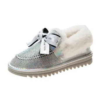 Sniego batai 2020 m. rudenį ir žiemą naujas kalnų krištolas lankas plokščiadugnis Mados korėjos versija padengti koja studentai Maomao medvilnės batai