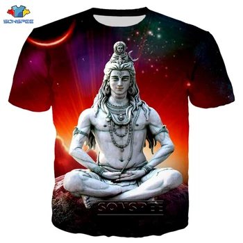 SONSPEE Induizmo Dievas, Viešpats Šiva Vyrų Marškinėliai 3D Spausdinimo Anime Hip-Hop Tees Mados Viešpats Šiva T-Shirts Harajuku trumpomis Rankovėmis Viršūnes