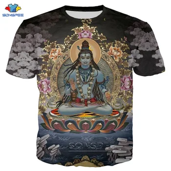 SONSPEE Induizmo Dievas, Viešpats Šiva Vyrų Marškinėliai 3D Spausdinimo Anime Hip-Hop Tees Mados Viešpats Šiva T-Shirts Harajuku trumpomis Rankovėmis Viršūnes