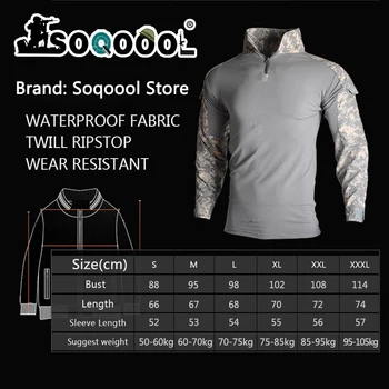 Soqoool Taktinis Kovoti Marškinėliai Karinę Uniformą Jav Armijos Drabužių Airsoft Multicam Kamufliažas Medžioklės, Žvejybos Drabužių Mens