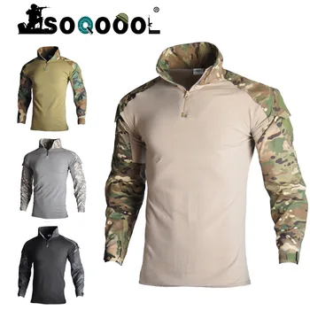 Soqoool Taktinis Kovoti Marškinėliai Karinę Uniformą Jav Armijos Drabužių Airsoft Multicam Kamufliažas Medžioklės, Žvejybos Drabužių Mens