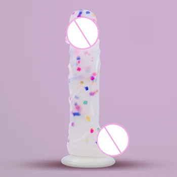 Spalvinga Gražių Dirbtinių Dildo, silikono imitacija Realistiškas Penis Minkštas Didelis Gyvis,Moterų Sekso Žaislai, Masturbacija Erotinis Žaislas
