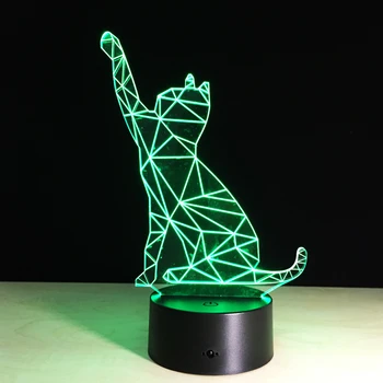 Spalvinga Katė Gyvūnų 3D LED Naktį lengvo Prisilietimo Jutiklis, Šviesos, 7 Spalvų Poveikis Vaikams Mielas Naktį Lempos Miegamajame Šviesos Lašas Laivybos