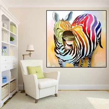 Spalvinga Šypsosi Zebra Sienos Menas Drobė Paveikslų, Plakatų ir grafikos, Akvarelės Aliejaus Tapybai Nuotraukas, Vaikų Kambario Decora