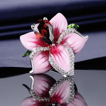 Spalvingas Rankų darbo Emalio 925 sterlingas sidabro Gėlė, Žiedas, Auskarai Nustatyti Vestuvių Dovana Crystal Butterfly Vestuvių Papuošalai Rinkiniai