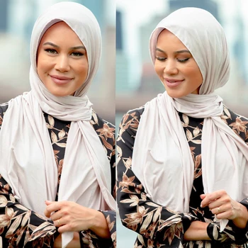 Spalvotų Minkštos Medvilnės Musulmonų Skarelė Momentinių Jersey Hijab Visą Dangtelis Apvyniokite Šaliku Islamo Skaros Moterų Turbaną Skarų
