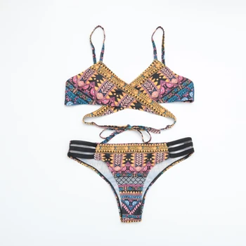 Spausdinti Bikini 2020 Nauja Seksuali Kryžiaus Bikini Komplektas Push Up Maudymosi Kostiumėliai Moterims, Tuščiaviduriai Iš Maudymosi Kostiumėlį Moterų Maudymosi Kostiumai Vasaros Paplūdimio Drabužiai