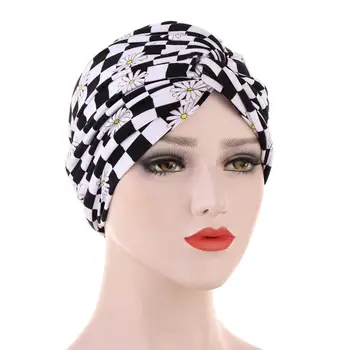 Spausdinti musulmonų turbaną kepurės moterims islamo vidinis hijab variklio dangčio Arabų apvyniokite galvą skara turbaną femme musulman turbante mujer