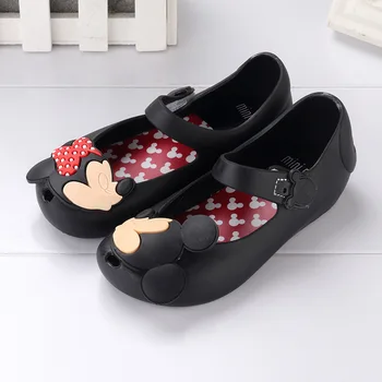 Specialus Pasiūlymas Mergina kaučiukas, PVC batai Kristalų minkštos basutės Bamblys Mickey Minnie batai animacinių filmų Vaikams Baby Girl Batai KD2-7Y