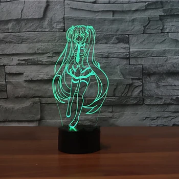 Stalo Lempa Mergaitę Naktį LED Šviesos 3D Anime Personažai USB 7 Spalvų Atmosfera Palieskite Mygtuką, Šviesos Šviestuvas Vaikų Geriausios Dovanos