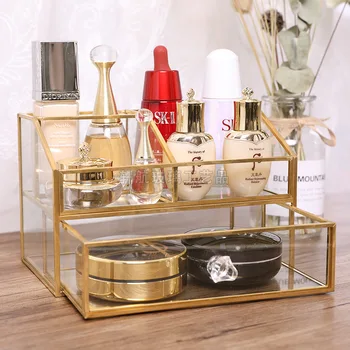 Stiklo kosmetika stalčiuko lūpų papuošalų dėžutė odos priežiūros produktai, makiažas talpinimo Darbastalio apdaila, langelį, stalčių papuošalai