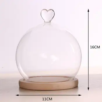 Stiklo Pasaulyje Ekranas Dome Dangtelis su Medienos Bazės Širdies Formos Rankena Namų Puošybai