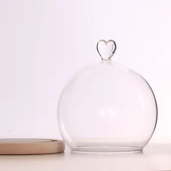 Stiklo Pasaulyje Ekranas Dome Dangtelis su Medienos Bazės Širdies Formos Rankena Namų Puošybai