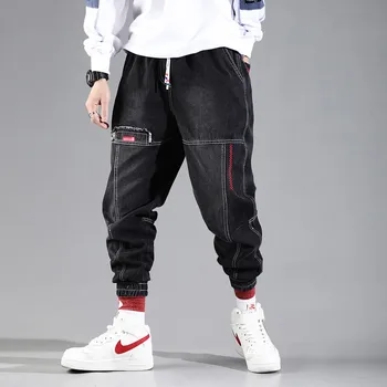 Streetwear Hip-Hop Krovinių Kelnės, vyriški džinsai Krovinių Kelnės Elastinga Harun kelnes Poilsiu Kelnes ir Rudenį, ir Žiemą
