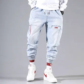 Streetwear Hip-Hop Krovinių Kelnės, vyriški džinsai Krovinių Kelnės Elastinga Harun kelnes Poilsiu Kelnes ir Rudenį, ir Žiemą