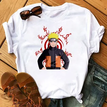 Streetwear Naruto Spausdinti moteriški marškinėliai Ulzzang Harajuku Marškinėliai Moteriška Naujas Negabaritinių Prarasti Atsitiktinis Japonų Anime Marškinėlius Drabužiai