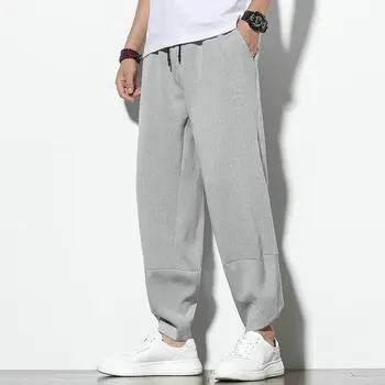 Streetwear Vyrų Korėjos Stiliaus Vasaros Atsitiktinis Pants Mens 2021 Medvilnės Skalbiniai Laisvas Kelnes Vyrų Negabaritinių Toursers Kelnes Dropshipping