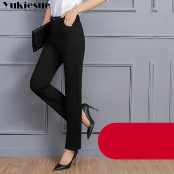 Striaght kelnės moterims, su aukštos juosmens OLIS biuro darbo drabužiai liesas oficialų juodas kostiumas kelnės moteriškos kelnės Plius dydis 8XL 9XL
