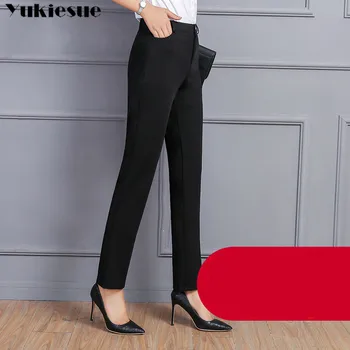 Striaght kelnės moterims, su aukštos juosmens OLIS biuro darbo drabužiai liesas oficialų juodas kostiumas kelnės moteriškos kelnės Plius dydis 8XL 9XL