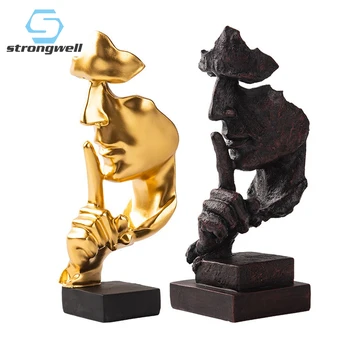 Strongwell Derliaus Mąstytojas Skulptūra Retro Tyla-Aukso Statula Kambarį Baldų Namuose Darbalaukio Dekoravimas Ornamentais, Laivais