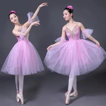 Suaugusiųjų Romantiška Baleto Mdc Repeticija Praktikos Sijonas Gulbės Kostiumas Moterims, Ilgai Tiulio Suknelė Baltos spalvos rožinė, mėlyna spalva Baleto Drabužiai