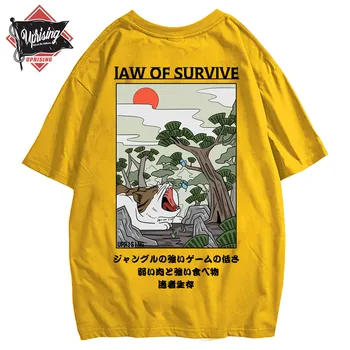 SUKILIMO Vyrų Marškinėliai Homme Harajuku Modis 3d Marškinėlius Japonų Siuvinėjimo Funny Cat T-Shirt Medvilnės Hip-Hop Camise