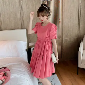 Suknelė moteriška vasaros 2021 naujų korėjos versija juosmens juosmens lieknėjimo romantiška violetinė dizainas populiarus klostuotas sijonas grynasis red hot pardavimas