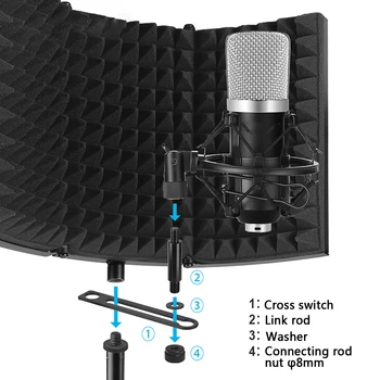 Sulankstomas Mikrofonas, Akustinė Izoliacija Shield Akustinių EVA Putos Aliuminio Izoliatorius Skydelis įrašų Studijoje Live Transliacijos