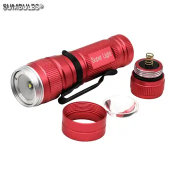 SUMBULBS Mini LED žibintuvėlis Q5 Led šviesos Fakelas Nešiojamų zoomable raudona kūno vandeniui Penlight už Medžioklės 1pcs AA Baterijos
