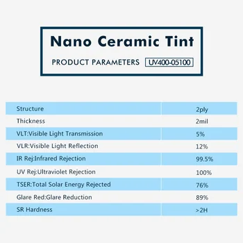 Sunice UV400 serie Juoda Automobilių Langų Plėvelei 2 mil 5%VLT Nano Keramikos saulės atspalvis, UV įrodymas, automobilių saulė pavėsyje kino lipdukas 0.5x10m