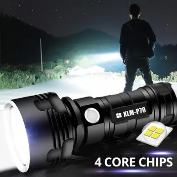 Super Galingas LED Žibintuvėlis L2 XHP50 Taktinis Žibintuvėlis USB Įkrovimo Linterna Vandeniui Lempos Itin Ryškių Žibintų Kempingas