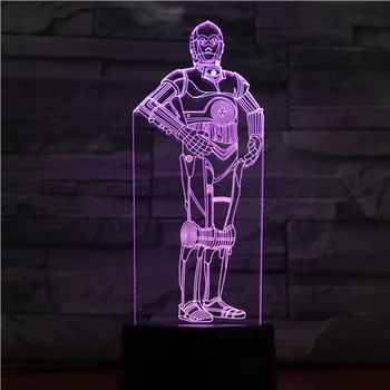 Super Herojus 3D LED Nakties Šviesos Vyras Mecha Įranga Veiksmų Skaičius, 7 Spalvų Touch Optinė Iliuzija Stalo Lempa Namų Dekoro 1421