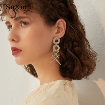 SuXin auskarai 2020 naujas paprastas XXOO temperamentas auskarai moterims, ilgai kristalų pakabukas auskarai papuošalai dovana