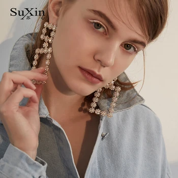 SuXin auskarai 2020 paprastų kvadratinių auskarai moterims, ilgai dirbtinių kristalų pakabukas auskarai papuošalai dovana
