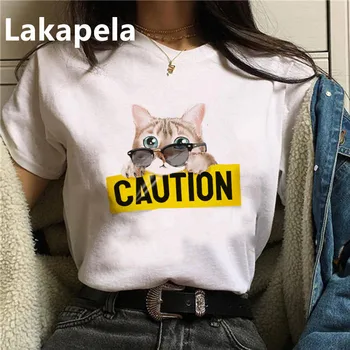 Sužavėjo 3D katė Spausdinti Atsitiktinis Kawaii Harajuku Moterys T-Shirt Vasaros trumpomis rankovėmis Atsitiktinis Apvalios kaklo Drabužius, Viršuje Mielas Femme Lašas laivas