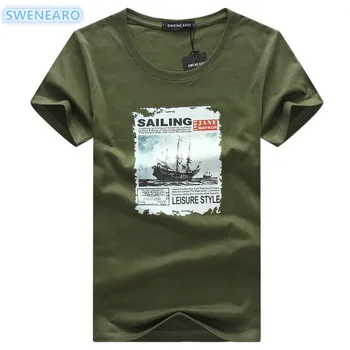 SWENEARO Vyrų Drabužiai Marškinėlius Vyrų Marškinėliai trumpomis Rankovėmis Laisvalaikio Stiliaus Atsitiktinis Medvilnės animacinių filmų spausdinimo laivas T-shirt, t vyrams