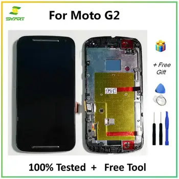 SYART Už Motorola Moto G2 G 2 2nd Gen XT1063 XT1064 XT1068 XT1069 LCD Ekranas Jutiklinis Ekranas skaitmeninis keitiklis Su Rėmo Surinkimo +Įrankiai