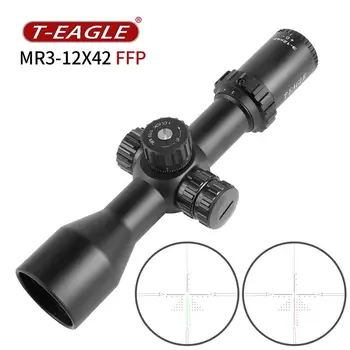 T-EAGLE PONE 3-12X42 FFP Kompaktiškas Optinį Taikiklį Taktinis Riflescope Stiklo Išgraviruotas Tinklelis Raudonos, Žalios llluminate Striukės Medžioklei
