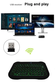 T18 anglų kalba 2.4 GHz Wireless Keyboard Oro Pelės Touchpad Nešiojamą Apšvietimo Reguliatorius TV BOX Mini PC PK I8 H18 H20